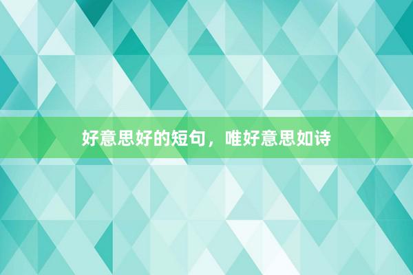 好意思好的短句，唯好意思如诗
